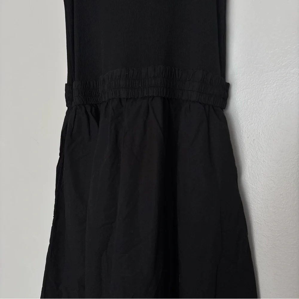 NWOT Nation Ltd Sadelle Black Stretch Cotton Midi Dress Size M